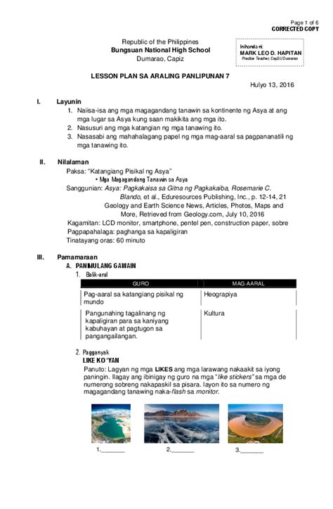 (PDF) Lesson Plan in Araling Panlipunan 7.